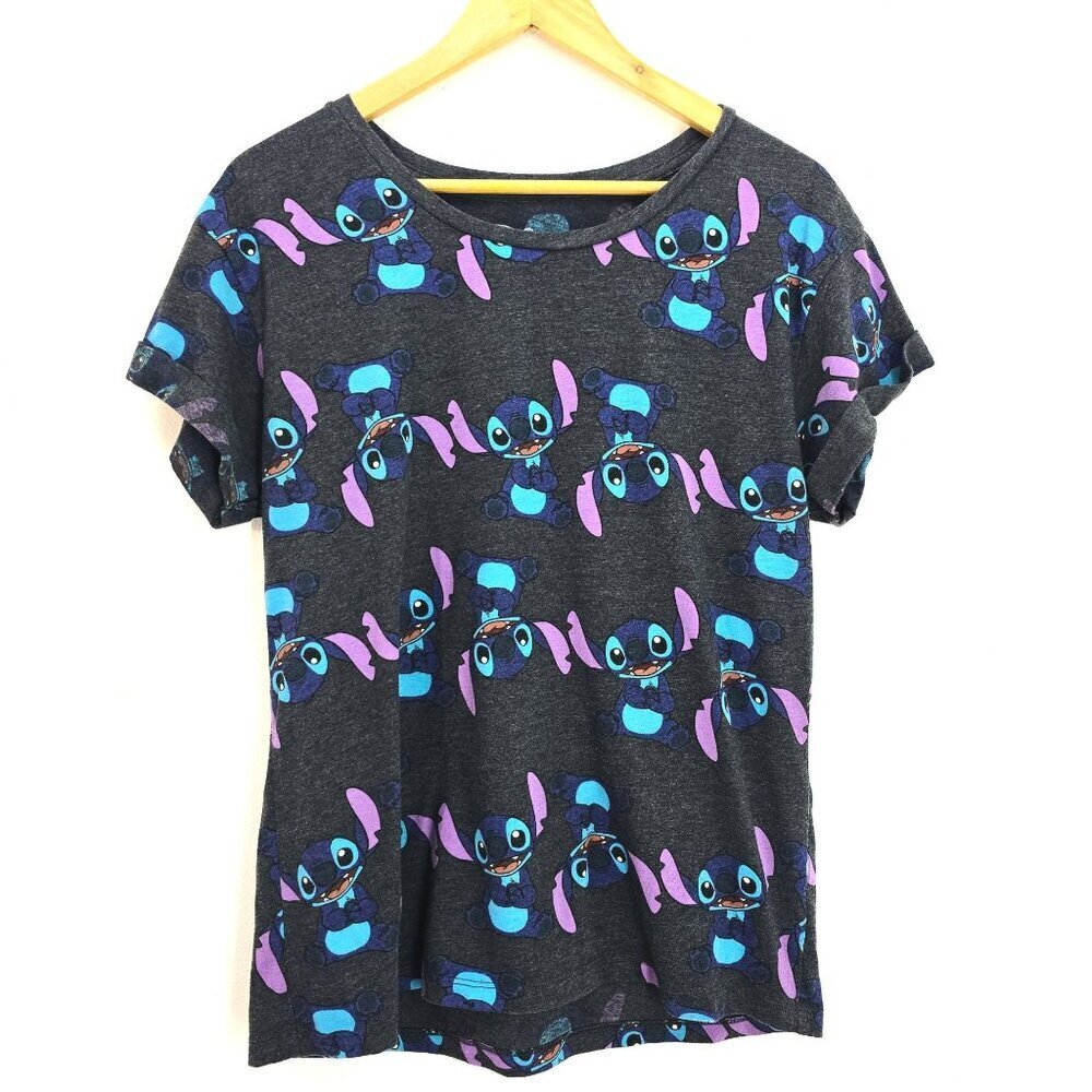 Disney Lilo & Stitch MArbled Grey Overall Sprint Cuffed Sleeve Women XL